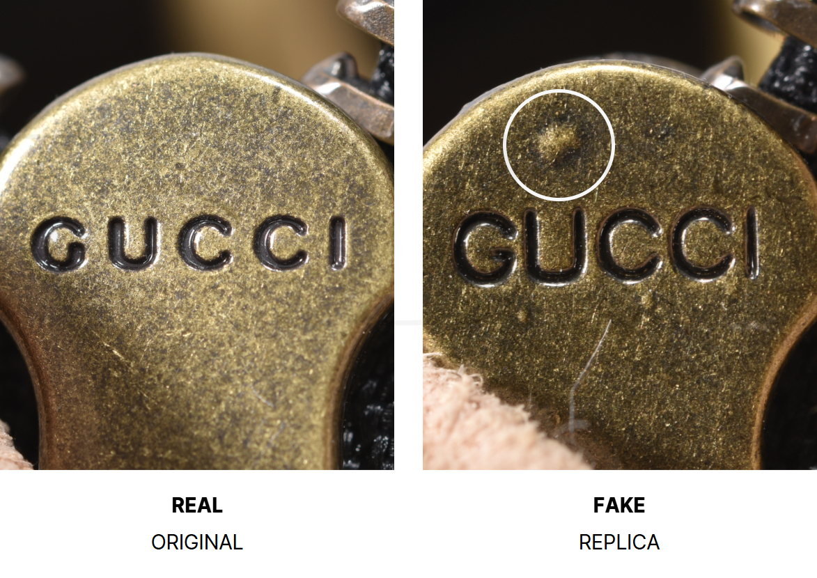 구찌 마몽 지퍼 바닥면 GUCCI 글자 정품 가품 비교